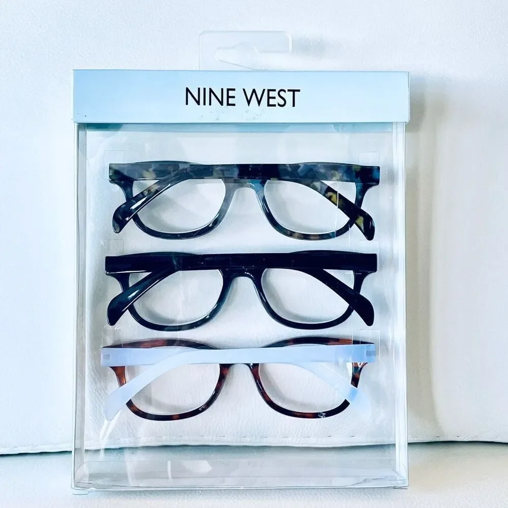 NWT 3 Pack 2.00 Nine West Premium Reading Glasses Brown, Grey & black